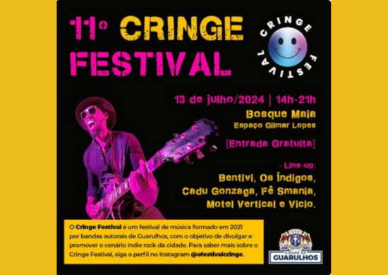Bosque Maia receberá o 11º Cringe Festival em 13 de julho