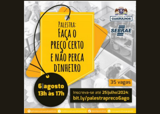 Prefeitura abre inscrições para palestra gratuita sobre precificação de produtos e serviços
