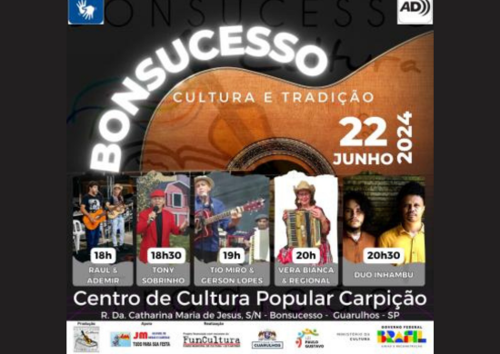 Bonsucesso Cultura e Tradição celebra a arte popular em evento no próximo dia 22