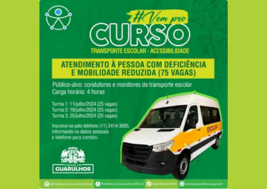 Curso gratuito de atendimento PCD no transporte escolar recebe inscrições