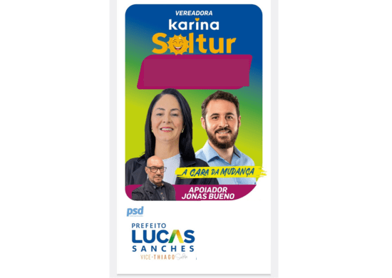 Aliada de Guti surge em “santinho” ao lado de Lucas Sanches e acende novas suspeitas de terceira via