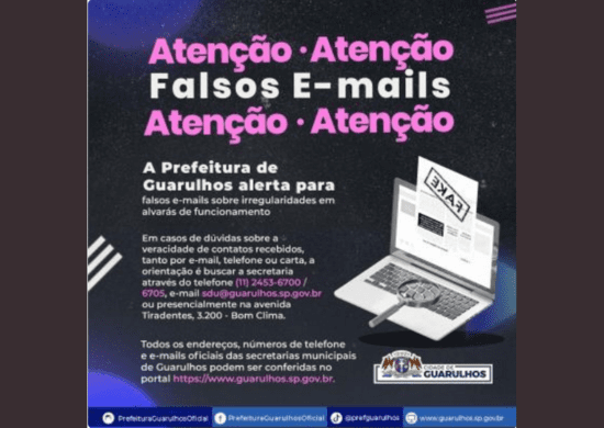 Prefeitura alerta para falsos e-mails sobre irregularidades em alvarás de funcionamento