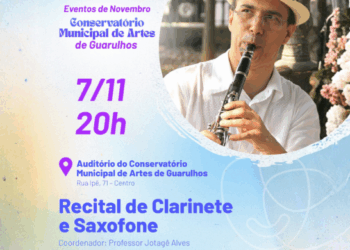 Conservatório Municipal promove recital gratuito de clarinete e saxofone nesta sexta-feira