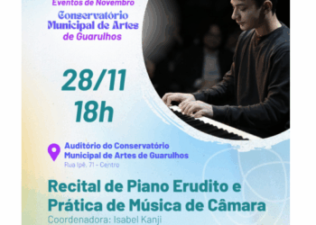 Conservatório recebe recital de piano erudito e prática de música de câmara na sexta-feira