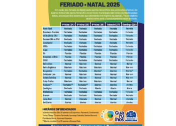 Prefeitura de Guarulhos informa sobre o funcionamento dos serviços municipais durante o Natal