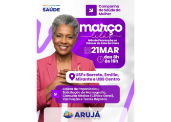 Março Lilás: Campanha de saúde da mulher ocorre neste sábado(21)