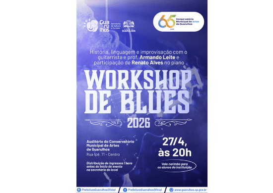 Conservatório de Artes de Guarulhos recebe workshop gratuito sobre blues