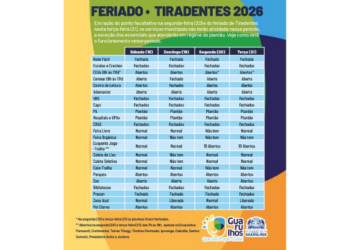Prefeitura divulga como será o funcionamento dos serviços municipais para o feriado de Tiradentes   