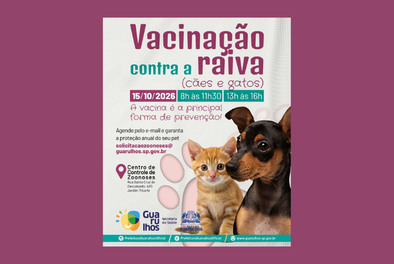 Vacinação de cães e gatos contra a raiva ocorre nesta quinta-feira no CCZ de Guarulhos – CONTROLE DE ZOONOSES – LEVE SEUS PETS